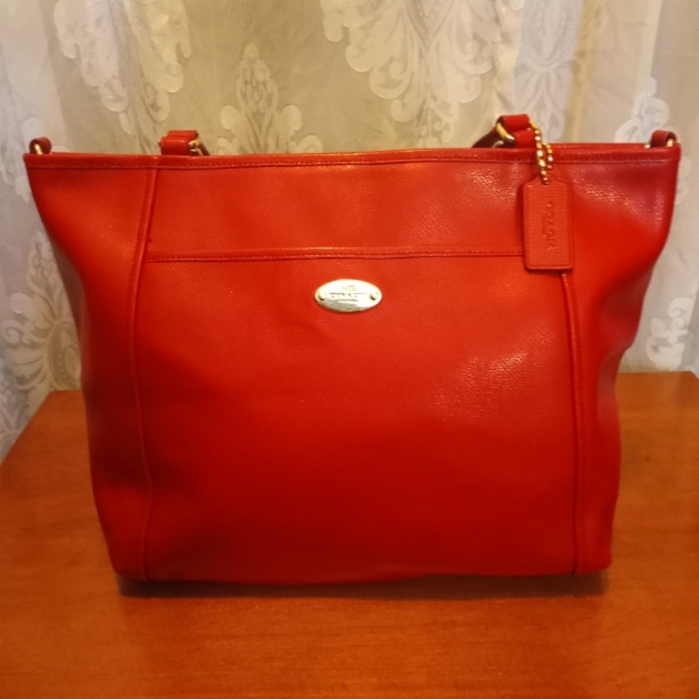 Coach Zip Top Tote in Red